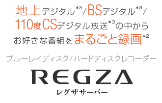 【レグザサーバー】地上デジタル*3/BSデジタル*3/110度CSデジタル放送*3の中からお好きな番組をまるごと録画*2