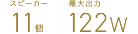 スピーカー11個、最大出力122W