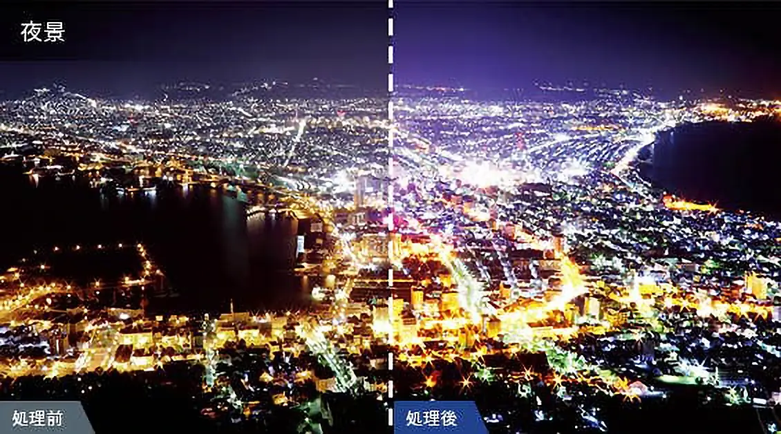 夜景の処理前と処理後の比較