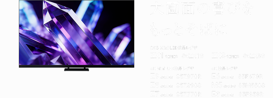 大画面液晶テレビ ストリーミング対応 大画面も断然レグザ！｜REGZA<レグザ>