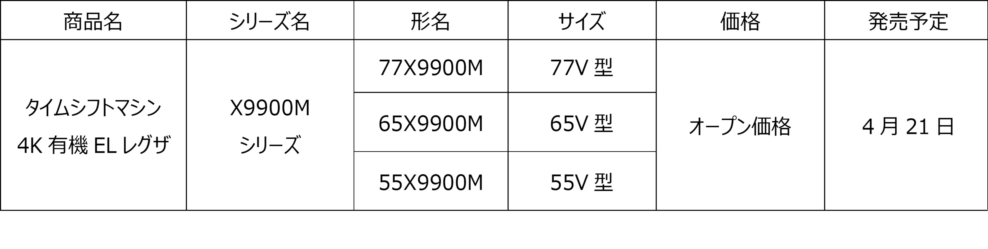 X9900M発売日