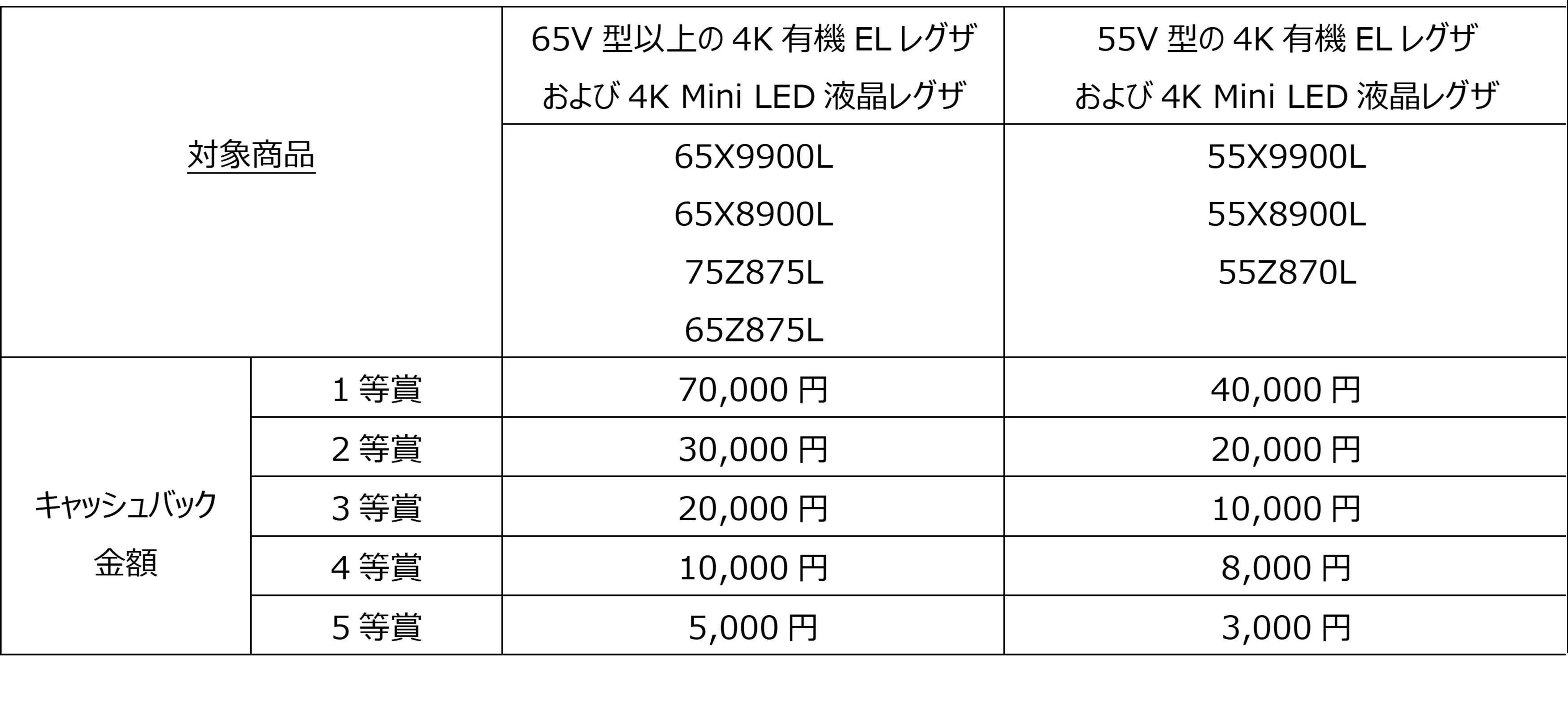 対象のレグザと4Kレグザブルーレイの購入で、最大10万円<sup>*1
