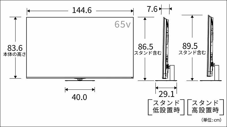 正面図_側面図_レグザ
