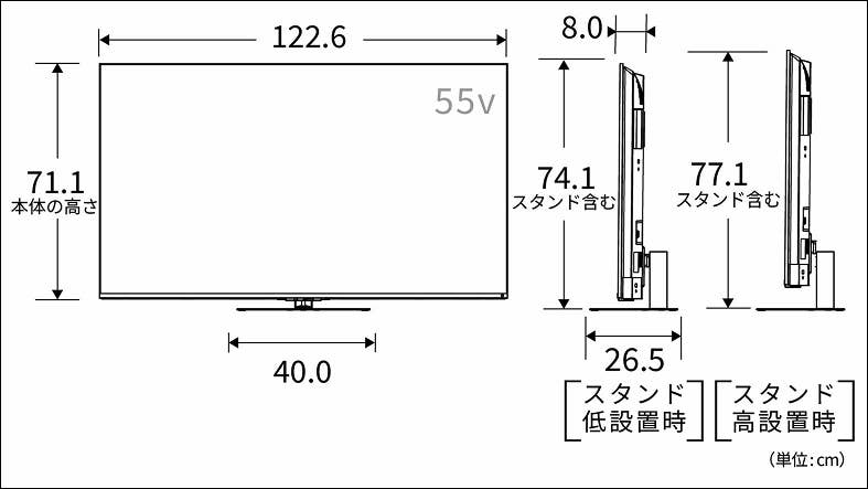 正面図_側面図_レグザ