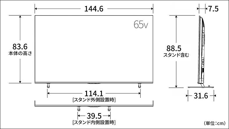 正面図_側面図_レグザ