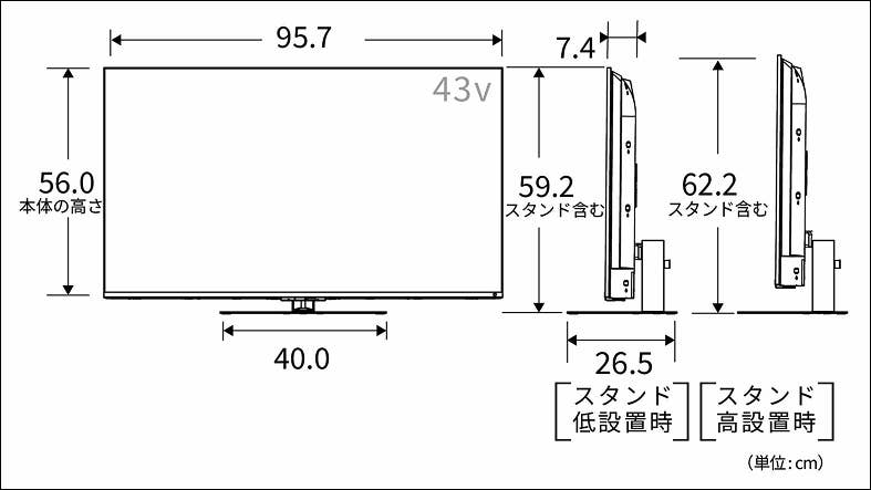 正面図_側面図_レグザ