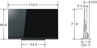 「50V型BM620Xの寸法図」 イメージ